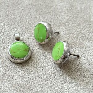 Green Turquoise And Silver Set